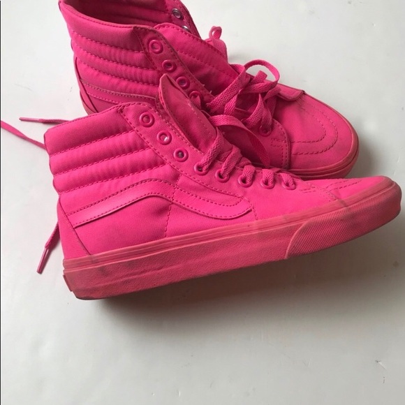 vans sk8 hi skate shoe neon pink mono